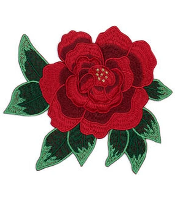 5" Red Rose With Leaves Iron On Patch by hildie & jo