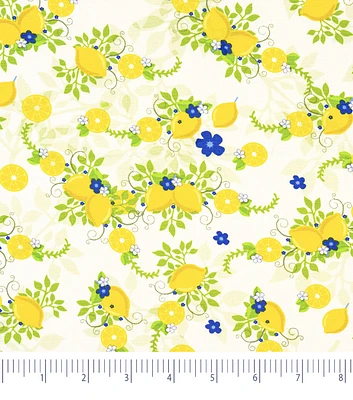 Singer Yellow Lemons & Floral Quilt Cotton Fabric