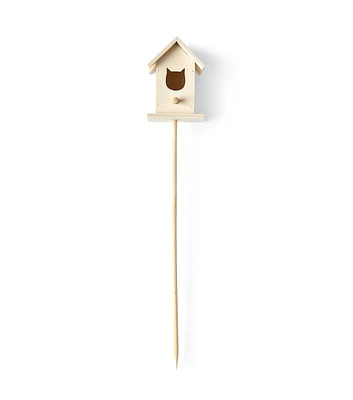 12" Summer Cat Unfinished Wood Garden Pick Birdfeeder by Park Lane