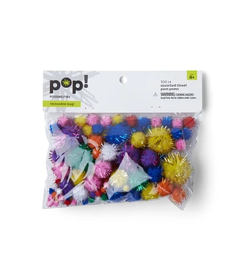 POP! Tinsel Pom Bright Assorted 100ct