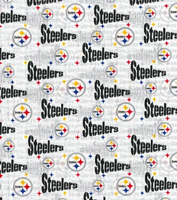 NFL Pittsburgh Steelers Logo on White Cotton Fabric