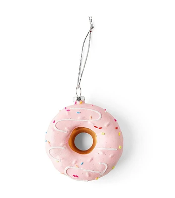 4" Christmas Pink Donut Glass Ornament by Place & Time