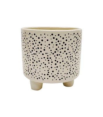 4" Ceramic Black Speckled White Footed Planter by Bloom Room