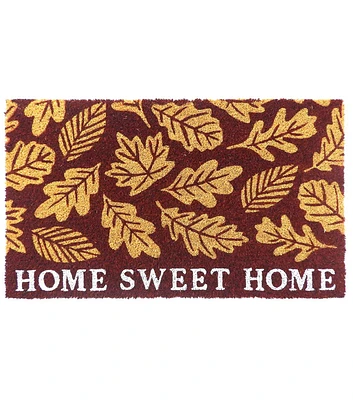 30" x 18" Fall Home Sweet Home With Leaves Coir Doormat by Place & Time