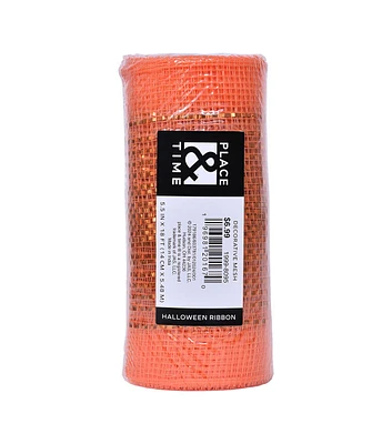 5.5" x 18' Halloween Solid Orange Decorative Mesh by Place & Time