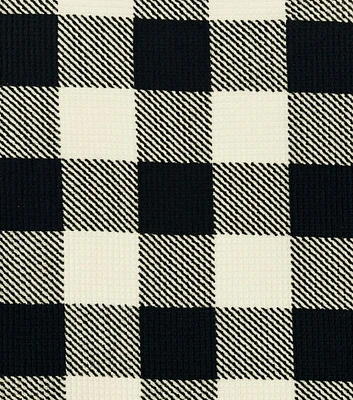 Black & White Buffalo Check Brush Waffle Knit Fabric