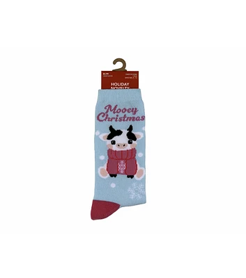 1 Pair Mooey Christmas Crew Sock by Happy