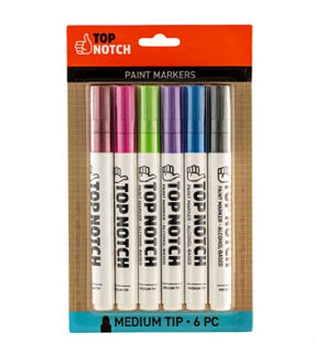 6ct Metallic Medium Tip Paint Markers by Top Notch