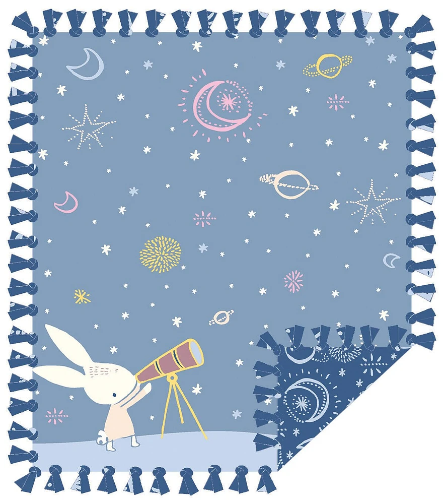 48" Wide Bunny With Telescope No Sew Fleece Blanket