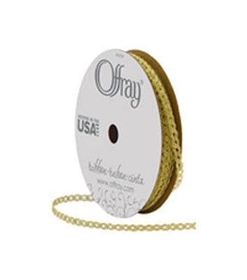 Offray 1/8" x 12' Gold Quasar Metallic Braid Ribbon