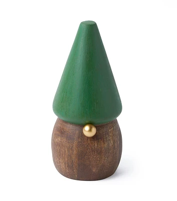 6" Green & Wood Christmas Gnome by Place & Time