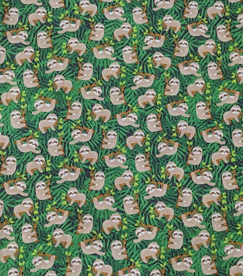 Happy Sloth Life Novelty Cotton Fabric