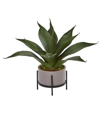 Nearly Natural 14in. Agave Succulent in Decorative Planter