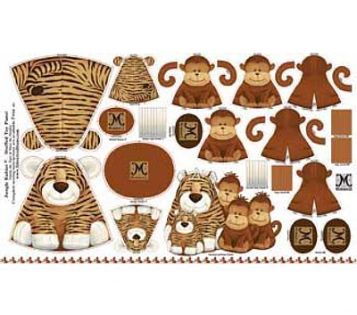 Jungle Babies Tiger & Monkey Nursery Panel Fleece Fabric