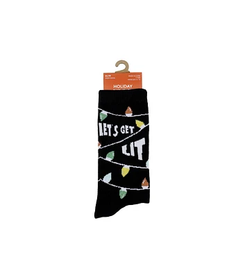 1 Pair Christmas Lets Get Lit Crew Sock by Happy