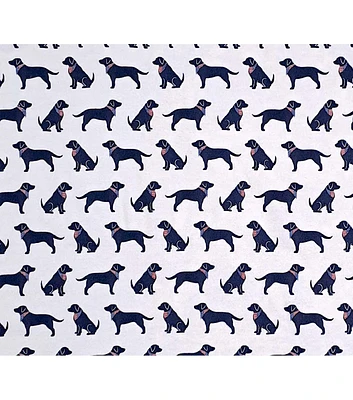 Dog With Bandana on White Patriotic Super Snuggle Flannel Fabric