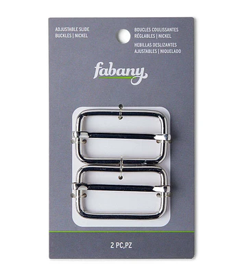 1.5" Nickel Adjustable Slide Buckles 2ct by Fabany