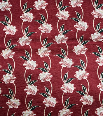 Red Peony Stripe Hammered Silky Satin Fabric