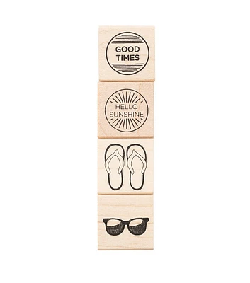 American Crafts Wooden Stamp Set Good Times