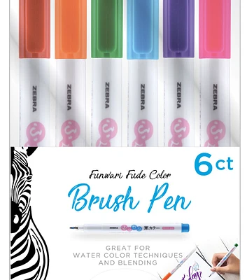 Zebra Brush Pen Super Fine 6pk