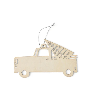 5" Christmas Laser Cut Unfinished Wood Truck Ornament by Place & Time