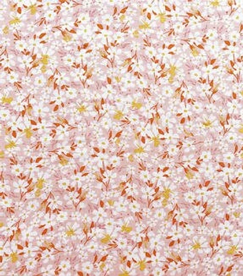 Pink & Orange Ditsy Floral Smocked Rayon Challis Fabric