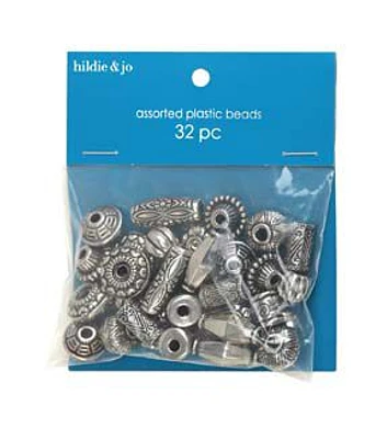 32ct Antique Silver Plastic Packaged Beads by hildie & jo