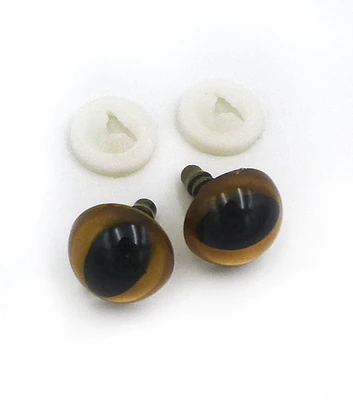 15mm Taupe & Black Cat Eyes 2pc