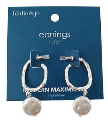 2" Silver Circle Dangle Earrings by hildie & jo