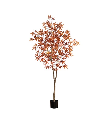 Nearly Natural 6' Fall Red Japanese Maple Artificial Tree