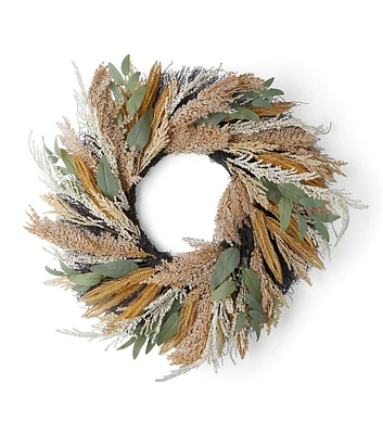 23" Fall Brown & Green Wheat Wreath by Bloom Room