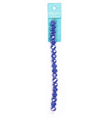 7" Blue Faceted Rondelle Glass Bead Strand by hildie & jo