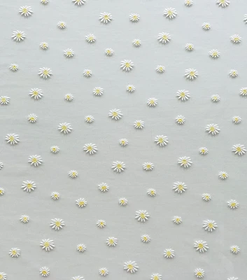 White Daises Mesh Fabric by Sew Sweet