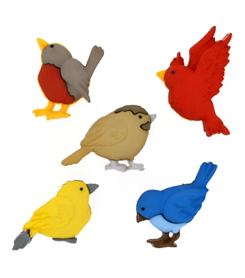 Dress It Up 5ct Plastic Nature Feathered Friends Shank Buttons