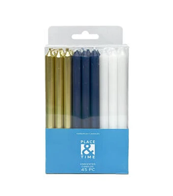 5.5" Hanukkah Metallic Taper Candles 45ct by Place & Time