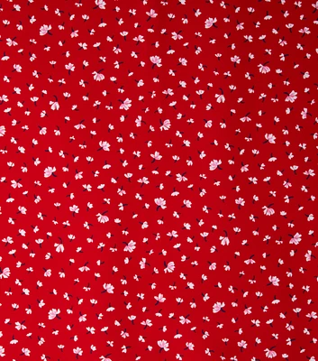 Draper James Matte Floral on Red Satin Fabric