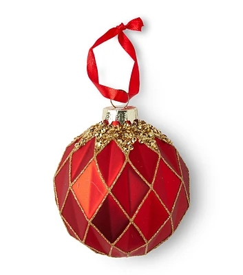 3.5" Christmas Red Textured Glitter Glass Ball Ornament by Place & Time