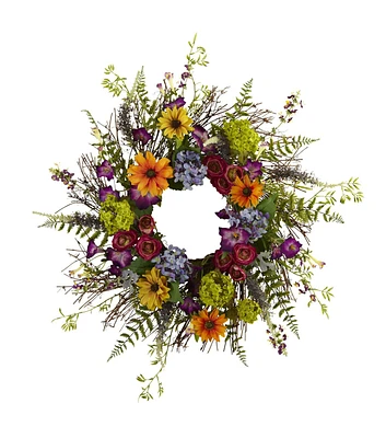 Nearly Natural 24" Spring Garden Wreath with Twig Base