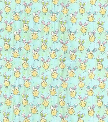 Fabric Traditions Chicks With Bunny Ears On Green Easter Cotton Fabric