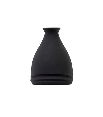 Nearly Natural 10" Black Cone Stone Vase Black Matte