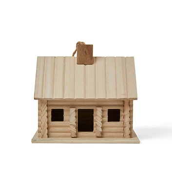 8" Wood Log Cabin Birdhouse With Chimney by Park Lane