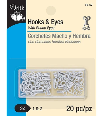 Dritz Hooks & Eyes, 20 pc, White