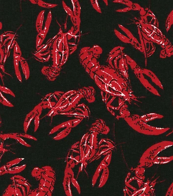 Crawfish on Black Novelty Cotton Fabric