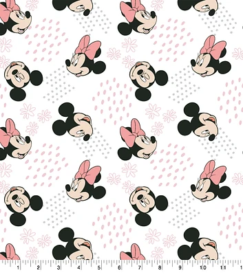 Disney Mickey & Minnie Mouse Sketch Floral Cotton Fabric