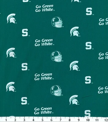 Michigan State University Spartans Cotton Fabric Herringbone