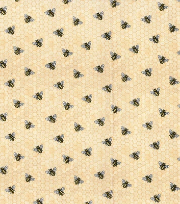 Fabric Traditions Honeycomb Bees Novelty Metallic Cotton Fabric