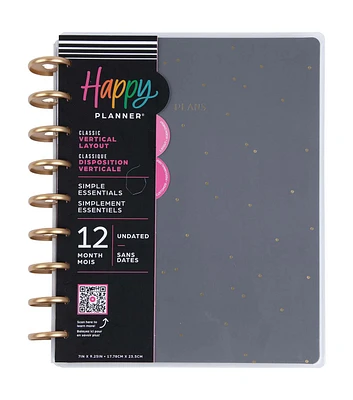 Happy Planner 12 Month Undated Simple Essentials Classic Planner