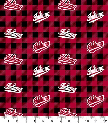 Indiana Hoosiers Cotton Fabric Buffalo Check