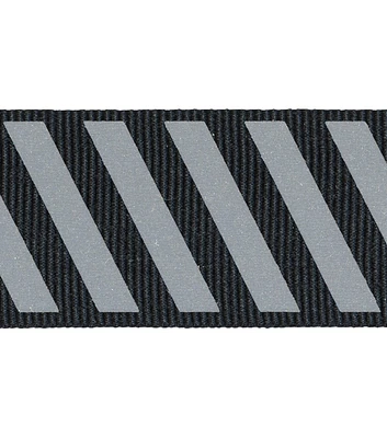 Simplicity Diagonal Reflective Trim 1.25'' Black & Gray Stripes