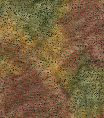 Green & Orange Dots Fall Batik Cotton Fabric